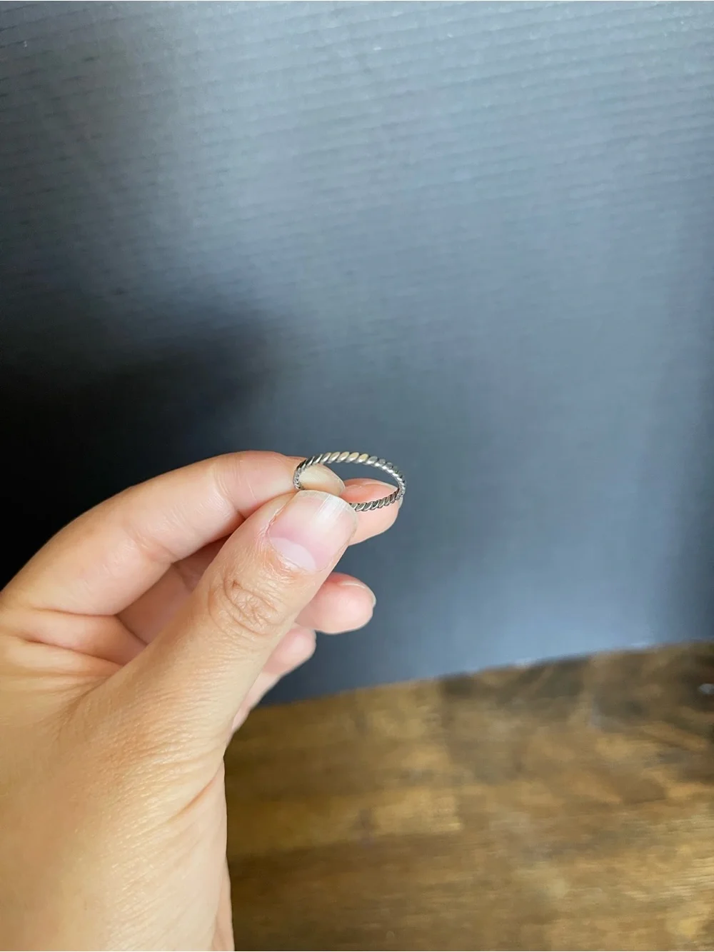 Dainty sterling silver band twisted Cuban ring size 6